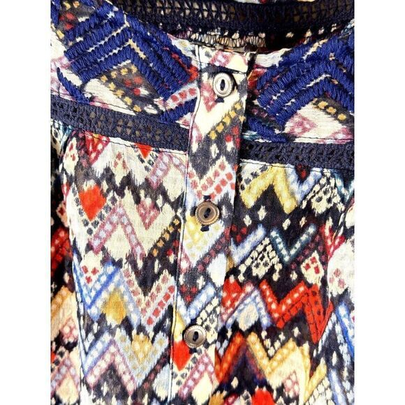 Anthropologie Vanessa Virginia Boho 3/4 Sleeve Multicolor Blouse Sz 2P EUC - Picture 5 of 12